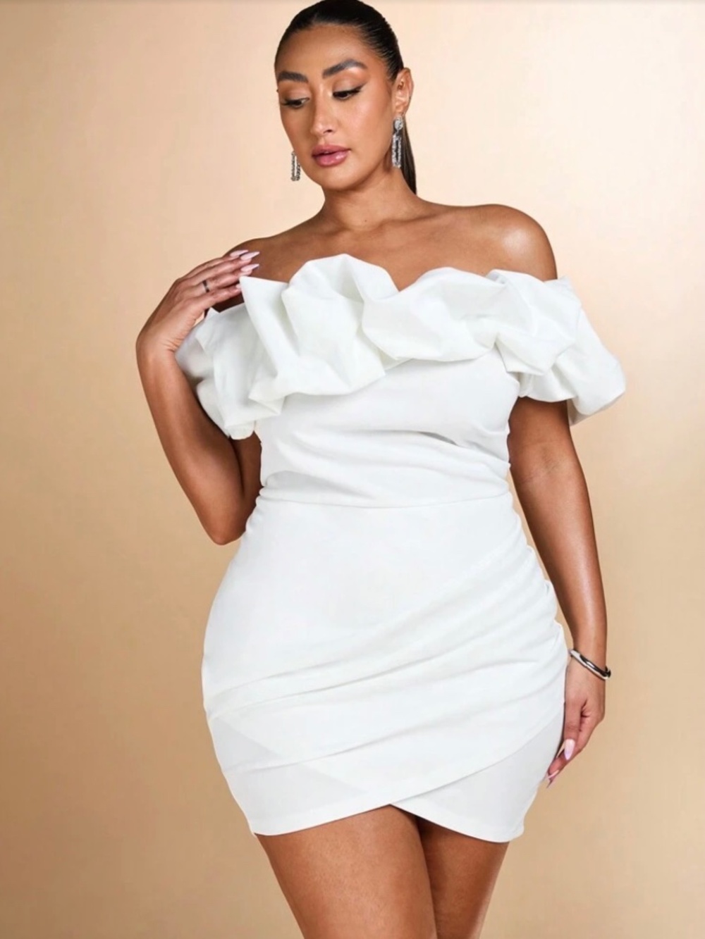 Off Shoulder Plus Size Mini Dress